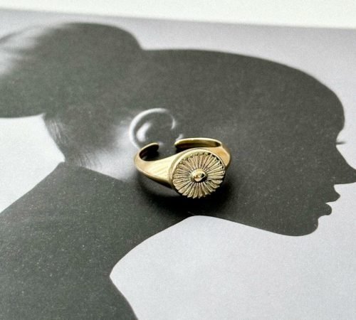 Anel dedinho diamantado - Dourado