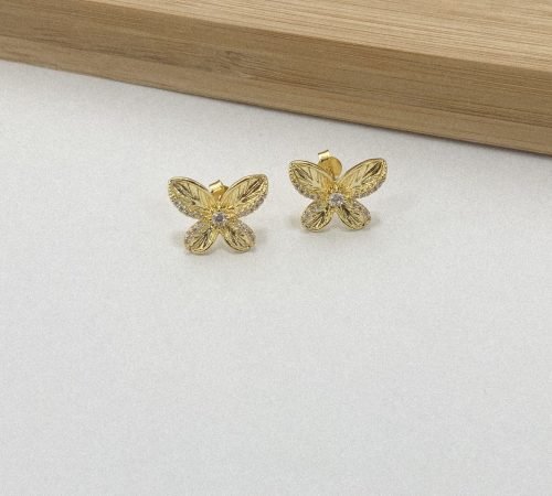 BRINCO FLOR PEDRINHA DOURADO