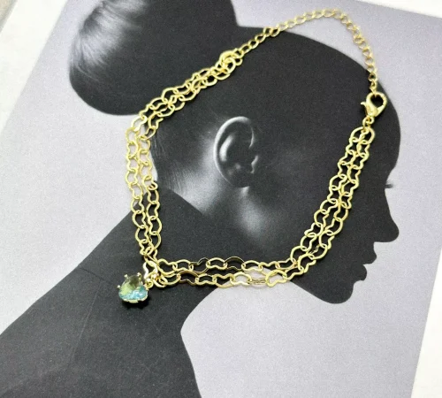 CAPA Pulseira dupla azul dourada